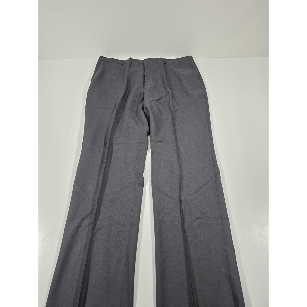 VTG Asher Dress Pants Men's 44x36 Black Wool Flat Straight Chateau Worsted NWT